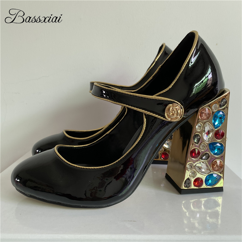 Belt Buckle Blank - Escarpins à talons hauts carrés en
