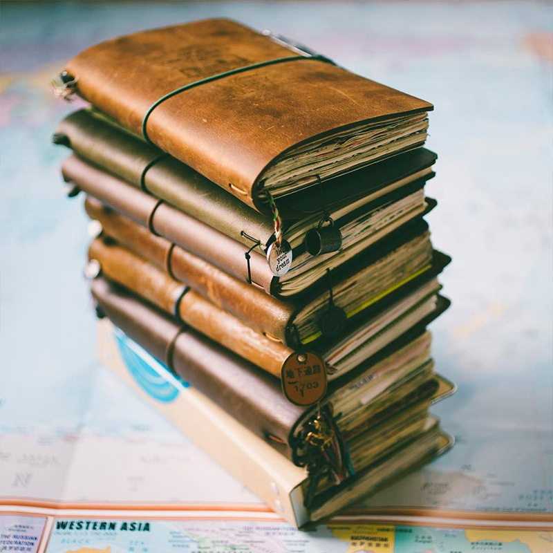 Leather Work Diary - Cahier de couverture en cuir rétro