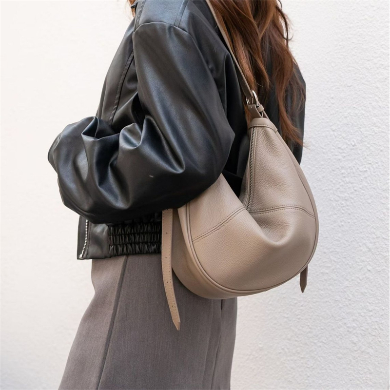 Leather Work Handbags - Sac Hobo en cuir véritable BURMINSA