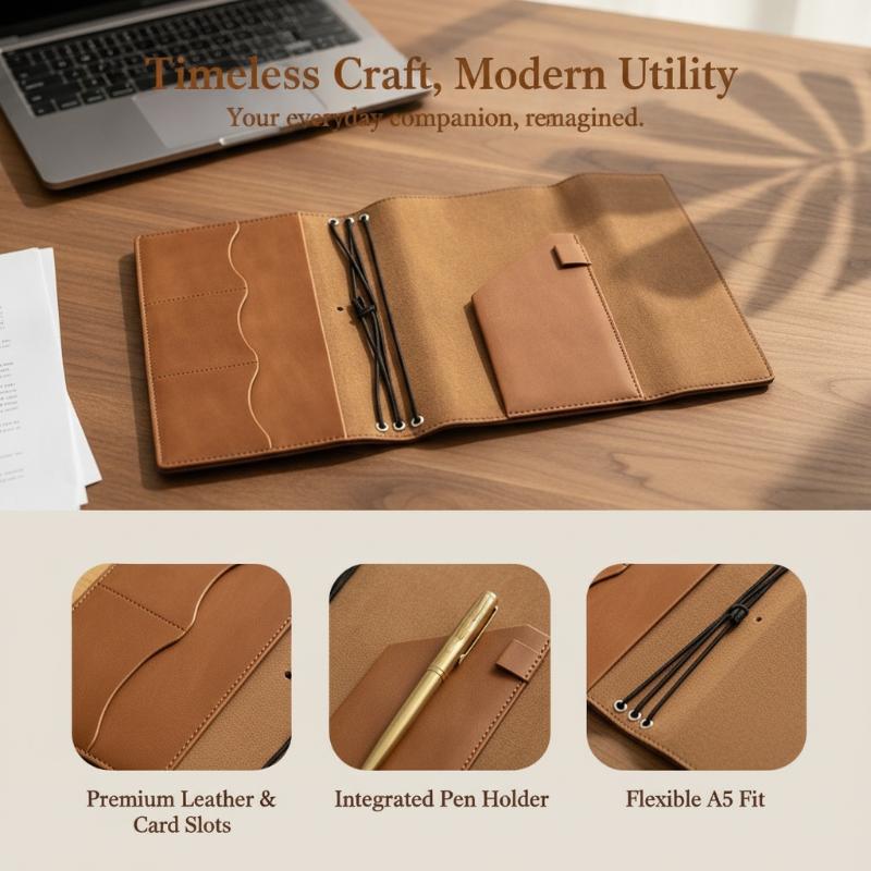 Leather Work Diary - Organiseur en cuir Crazy Horse rechargeable,