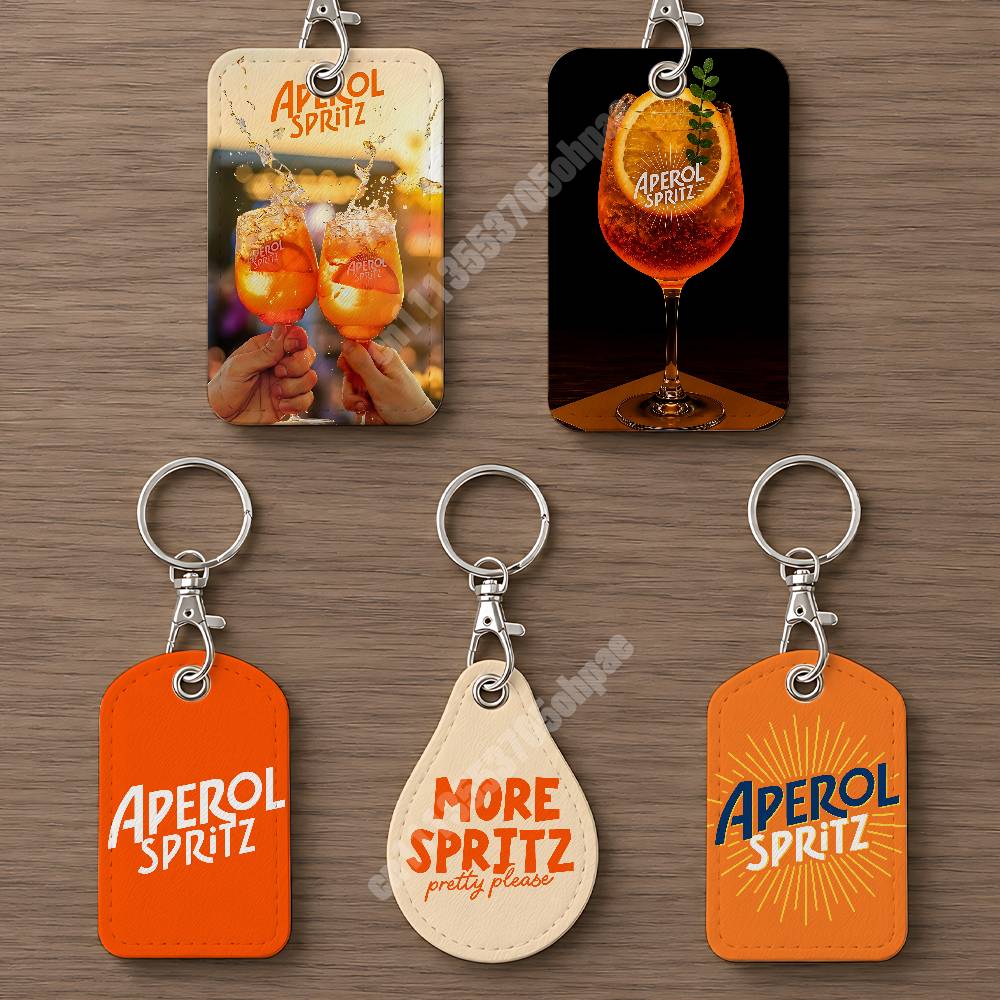Leather Work Bag - Porte-clés en cuir Orange Prosecco A-Aperol
