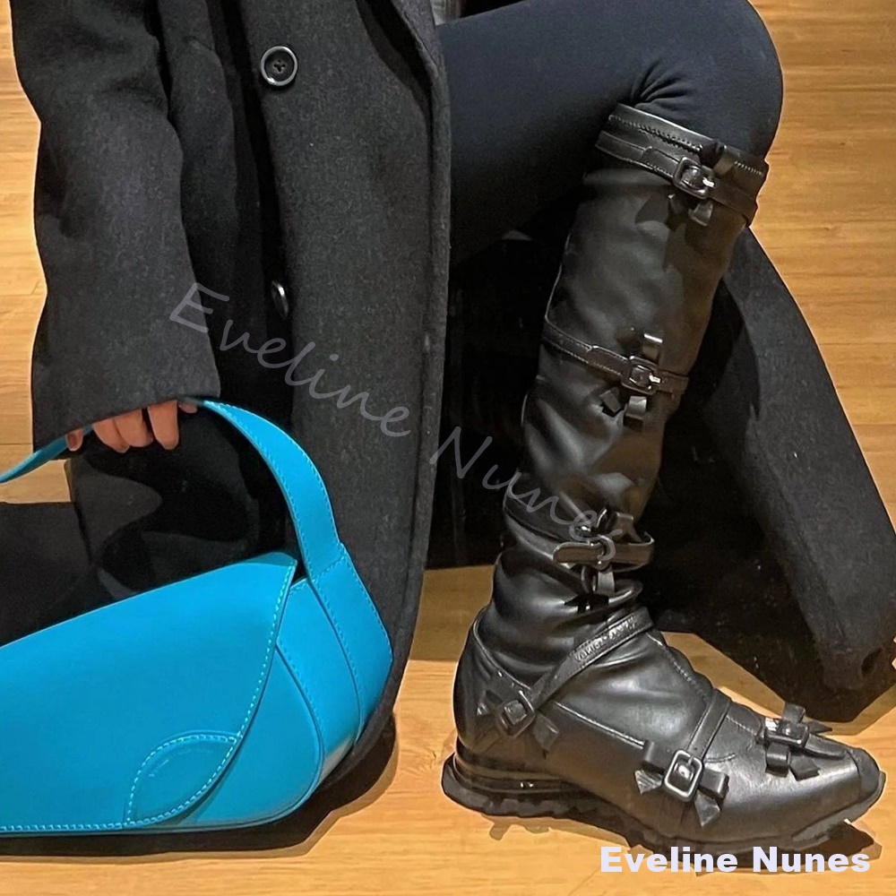 Bottes noires pour femmes à bo - Belt Buckle Blank avis et prix