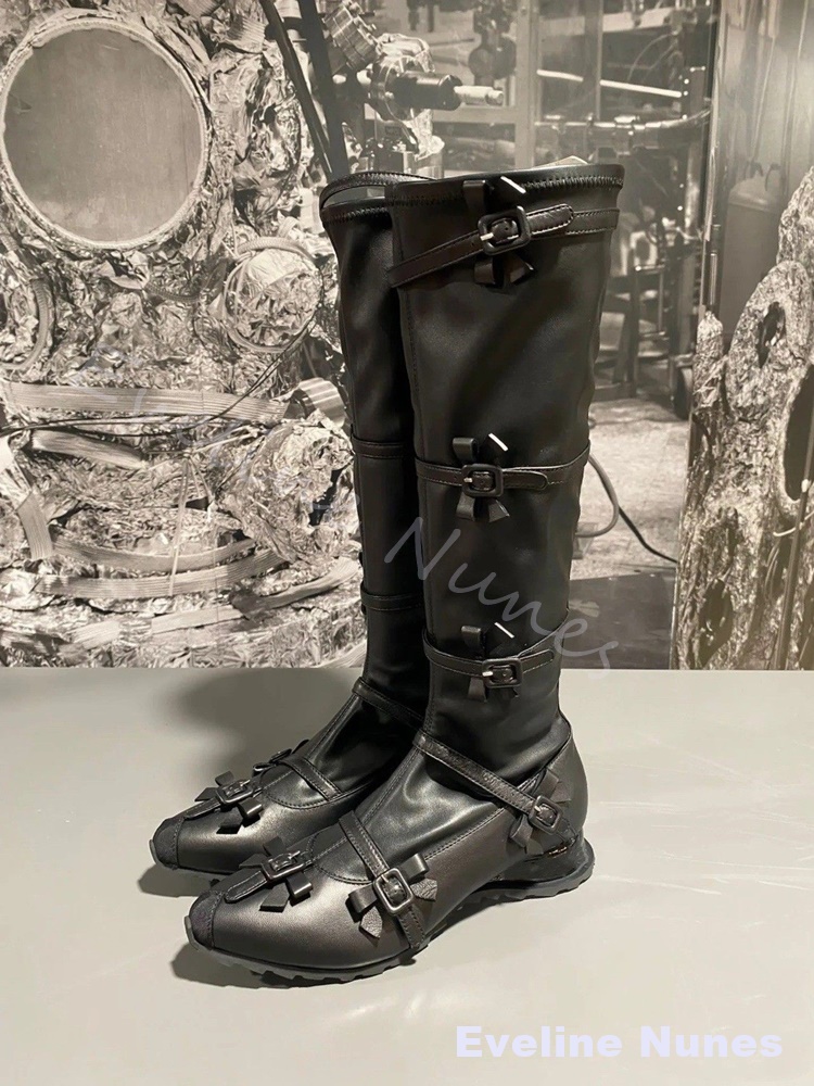 Bottes noires pour femmes à bo - Belt Buckle Blank avis et prix