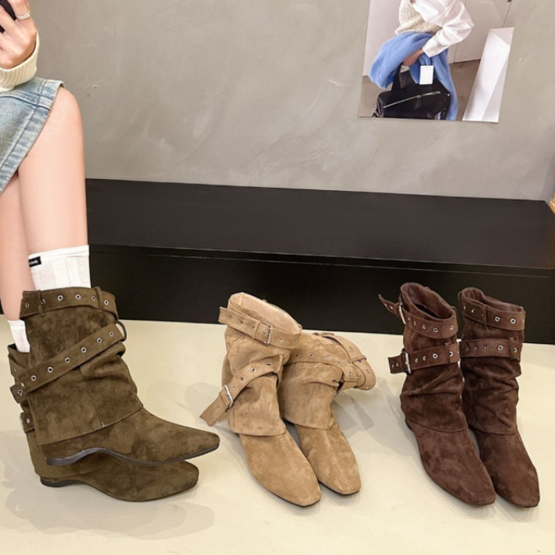 Bottes courtes en faux daim po - Belt Buckle Blank avis et prix