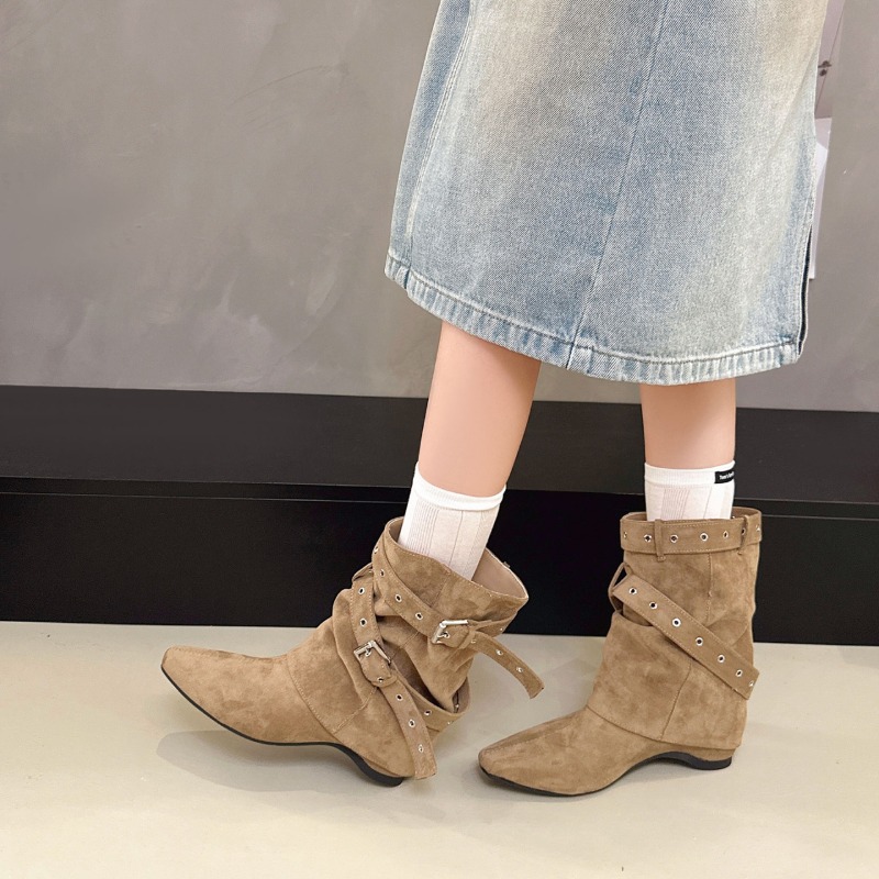 Bottes courtes en faux daim po - Belt Buckle Blank avis et prix