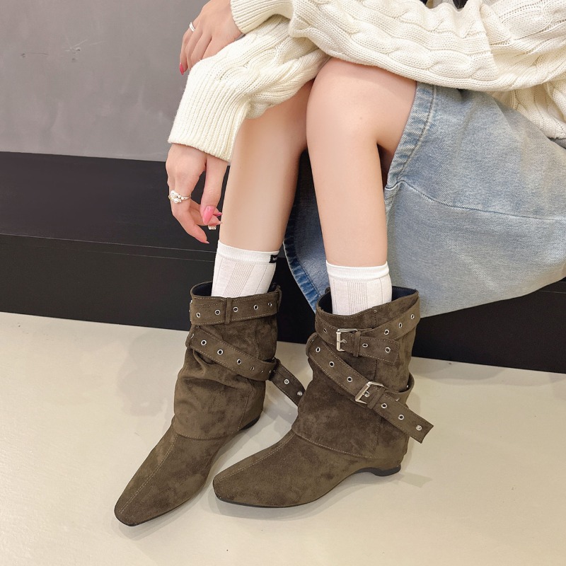 Bottes courtes en faux daim po - Belt Buckle Blank avis et prix